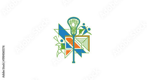 Lacrosse Stick and Ball Graphic Design.