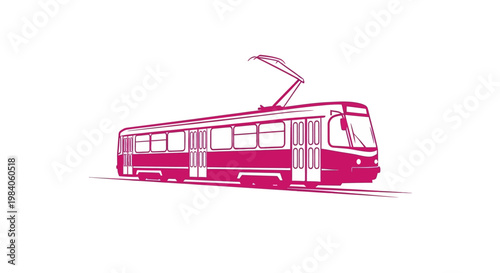 Modern tram on a city street.