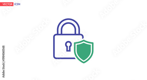 Padlock with Shield Icon Security Symbol.
