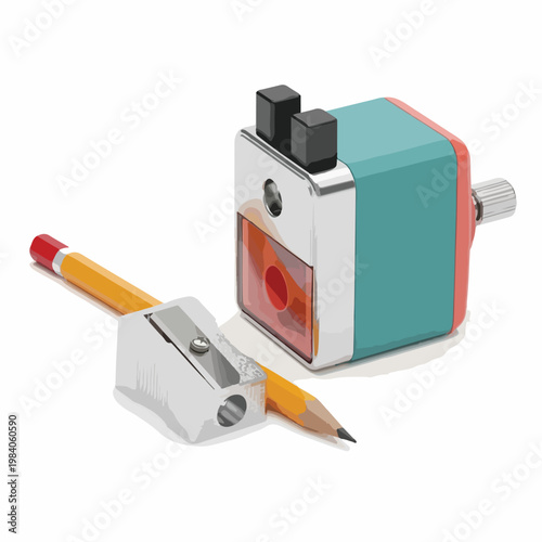 Pencil sharpener with colored pencil.