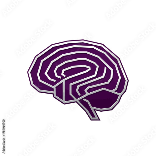 Purple Brain Illustration with White Lines.