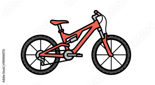 Red Mountain Bike With Black Tires.