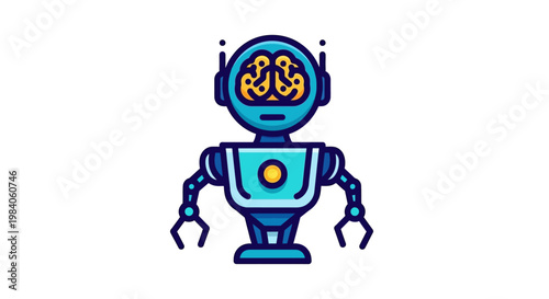 Robot with brain in head.