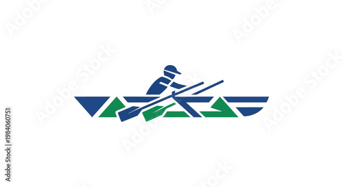 Rowing athlete in a boat fast.