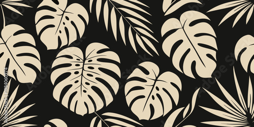 Elegant monstera leaf pattern on a dark contrasting background