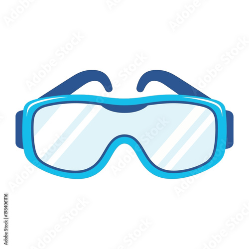 Blue Protective Safety Goggles Flat Design for Workplace Eye Protection