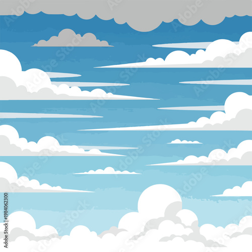 White clouds in blue sky.