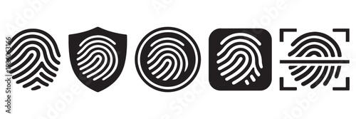 fingerprint vector icon Signature concept for password encryption . Set fingerprint scanning icon sign stock Fingerprint scanning icon . Fingerprint Shield Security Icon Set .