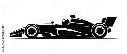 Tableau sur toile Racing Car Silhouette Vector, High Speed Sports Car Black Icon, Motorsport Vehic