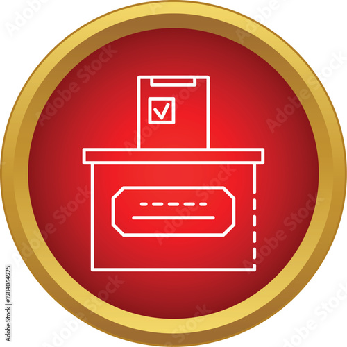 Ballot box with a check marked ballot illustrating the concept of voting and democracy