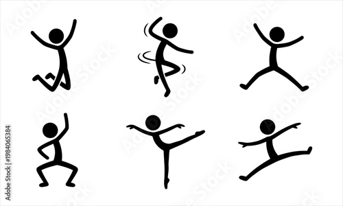 Dynamic Stick Figures Engaging in Various Actions and Poses for Activity Concepts