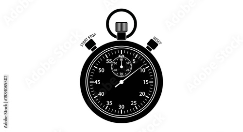 Black and white illustration of a classic stopwatch