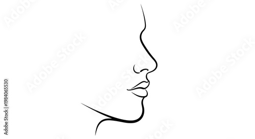Minimalist line art illustration of a human face in profile