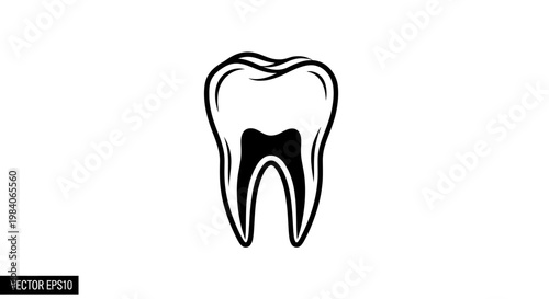 Minimalist line art illustration of a human tooth for dental healthcare.