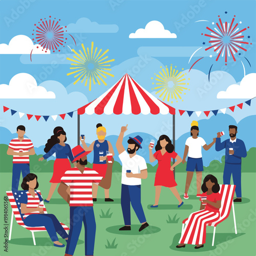 People Celebrating Summer Holiday Together.