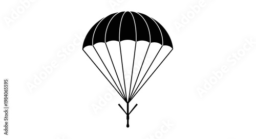 Black and white parachute icon for skydiving and adventure.