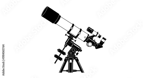 Astronomical Telescope for Stargazing and Space Observation Vector Illustration