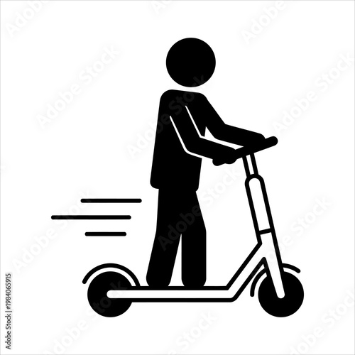 Person riding an electric scooter, concept of sustainable urban transportation