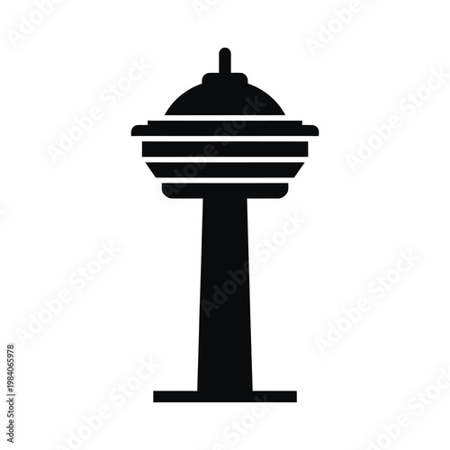 Vector of a tall modern observation tower with a circular viewing deck