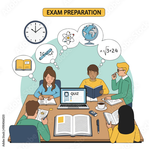 Students studying for an exam together.