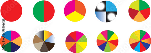 Vászonkép Pie chart color icons