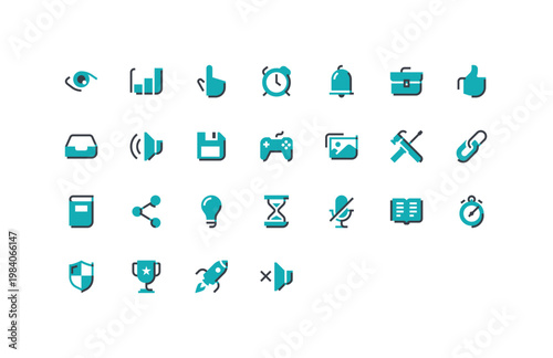 Iconoe 25 unique User interface icon set with sound related icons