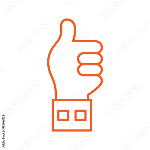 Glowing vector of a thumbs-up hand symbolizing approval or agreement in vibrant orange