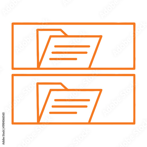 Two orange outlined vector file icons displayed vertically representing digital folders in a clean interface design