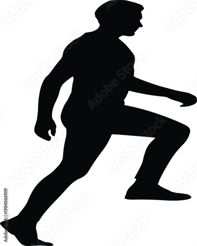 Silhouette of a man in motion, running or lunging forward vector illustration EPS PNG file