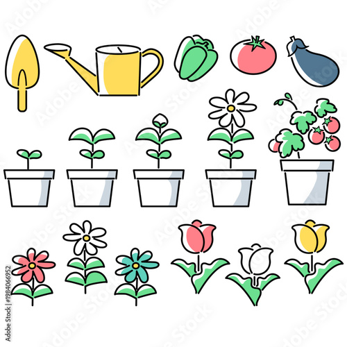 園芸や家庭菜園の素材セット