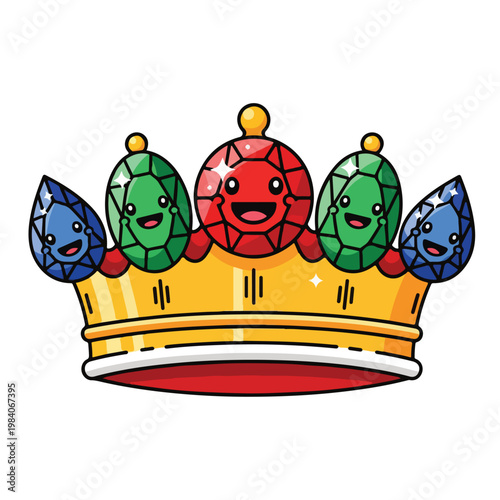 A cartoon crown with 5 gemstones on it