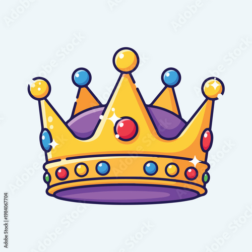 A cartoon crown adorned with colorful jewels