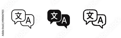 Language Translation Chat Bubble Icons with Foreign Characters for Global Communication