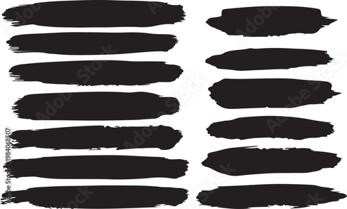 Canvas Print Abstract brush strokes a collection of black paint swashes