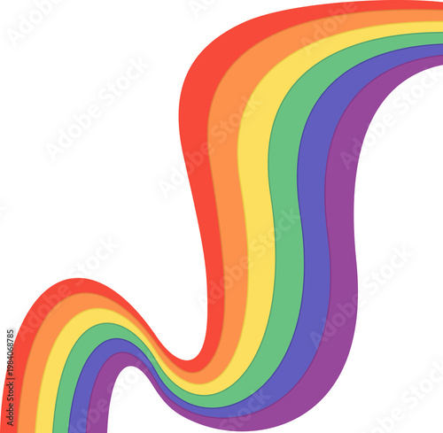 Vibrant Vertical Wavy Rainbow Lines Illustration, Colorful Layered Pride Striped Pattern, Dynamic LGBTQA Symbol Design Element 