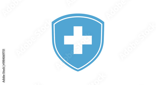 Medical cross shield icon for health protection and safety.