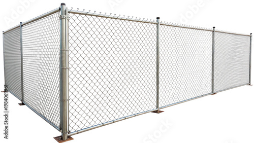 Slika na platnu Chain link fence surrounds a rectangular area for protection and security  isola