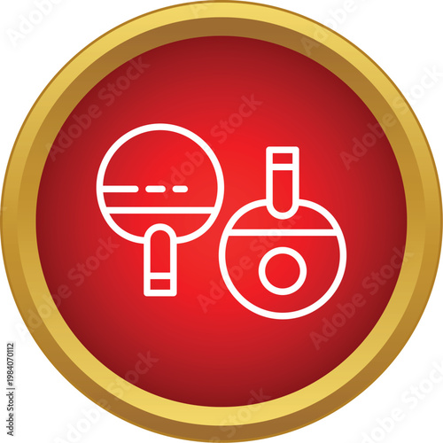 Pair of table tennis bats in a simple outline icon