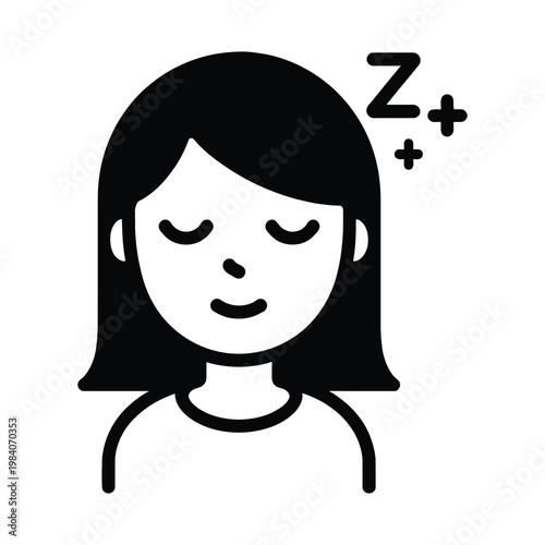 Vector depicting a woman with closed eyes and a calm expression