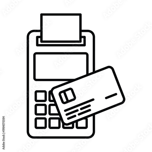Vector of a credit card inserted into a point-of-sale machine for payment.