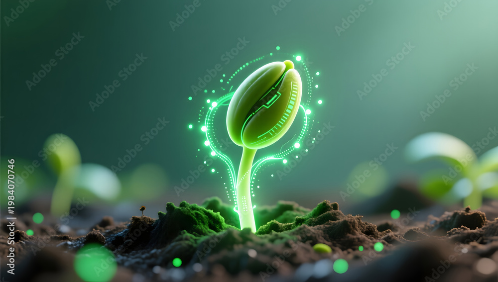 Fototapeta premium Digital seed germination empowered by technology