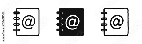 Email Contact Book Icons, Address Book Symbols, Digital Contact List Concepts