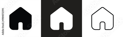 home icon set in flat style, house symbol homepage sign in solid, filled, line, outline and EDITABLE STROKE icon for ui apps and website