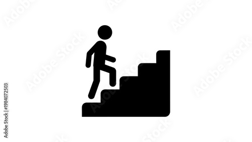 person climbing stairs a graphic icon symbolizing progress success and overcoming challenges towards personal growth and achievement.