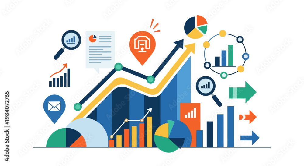 Fototapeta premium Business data analysis graph charts.