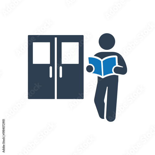 Standing Library Hallway Reading Icon
