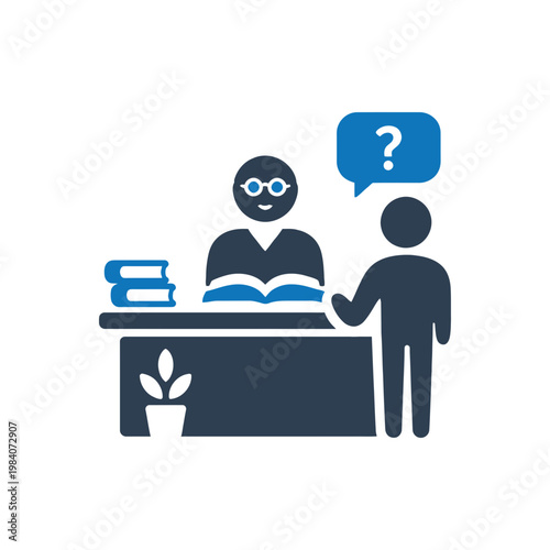 Librarian Reference Desk Inquiry Icon
