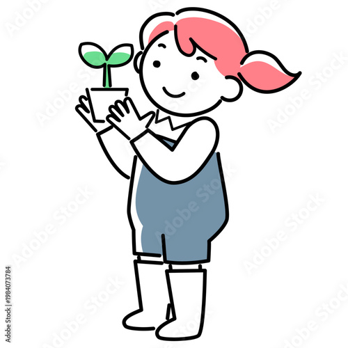 植物を育てる女の子