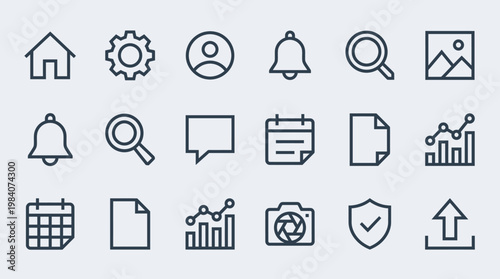 Collection of business and technology icons.