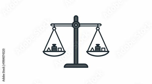 Balance Scale with Building Icons.